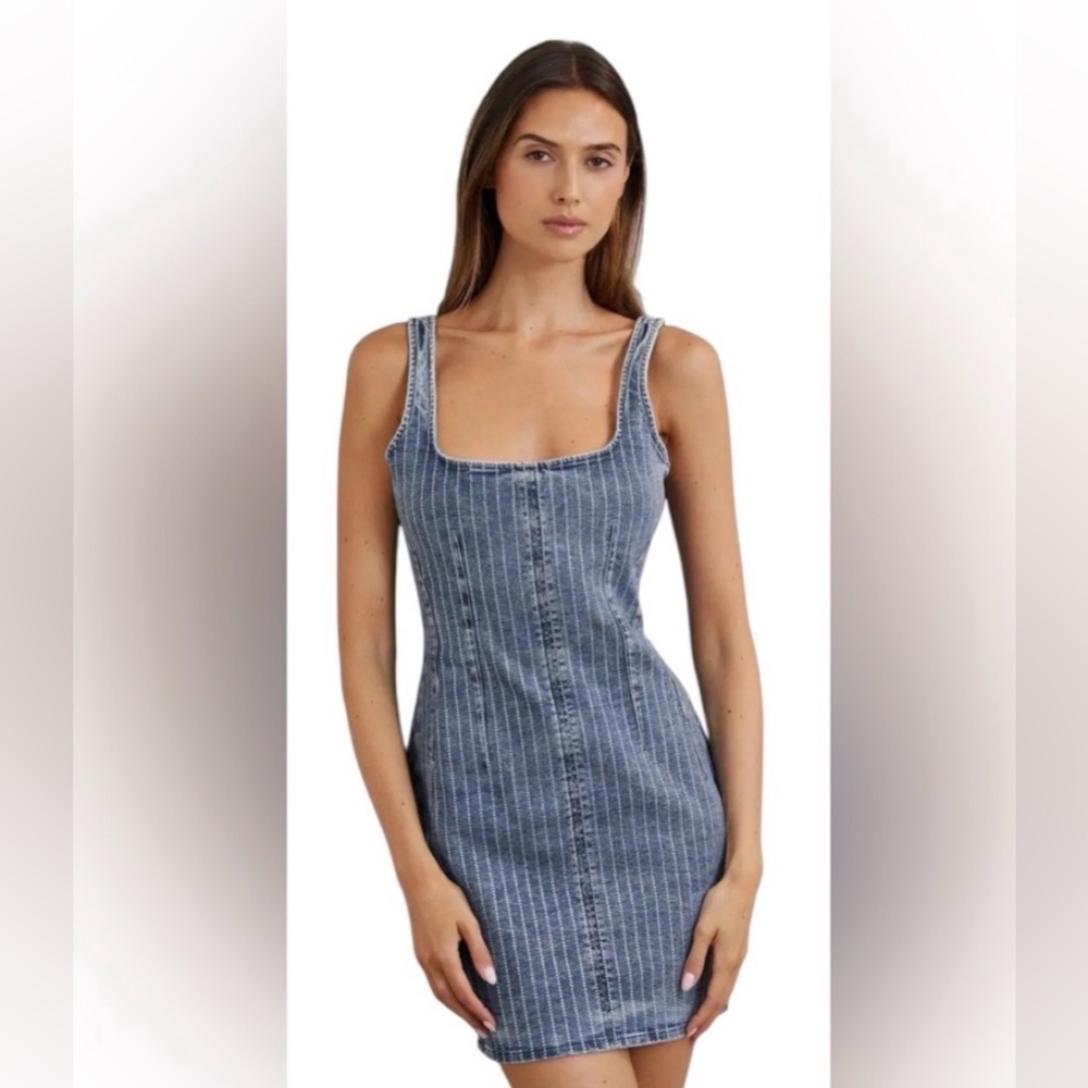 GOOD AMERICAN Denim Rhinestone dress Sz XS  **new with tags**
